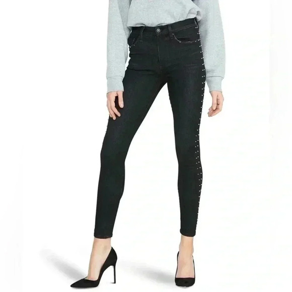 Hudson Barbara Super Skinny Sides Studded High Rise Ankle
Cut Jeans Sz 33 - Picture 1 of 16